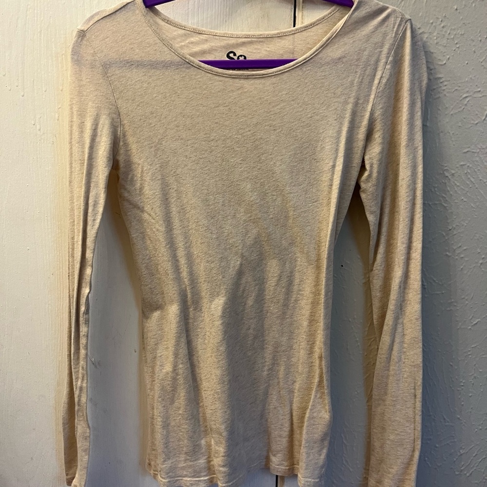 Oatmeal fitted long sleeve tee